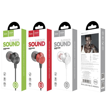 Проводные наушники M51 Proper sound Universal Earphone, HOCO, вакуумные с микрофоном, черные