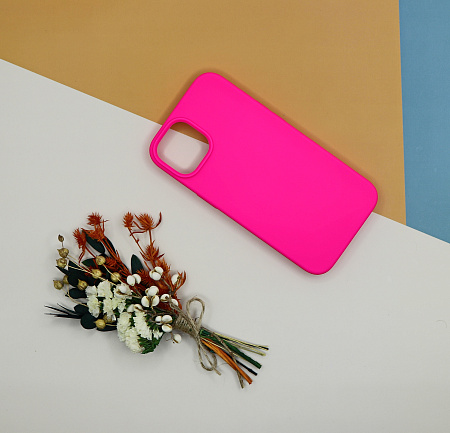 Чехол-накладка для iPhone 14, Silicon Case, без лого, ярко-розовый