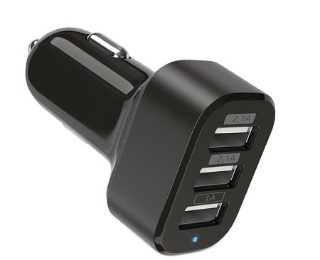 АЗУ 3 USB 5.1A, usb дата кабель Lightning, черный