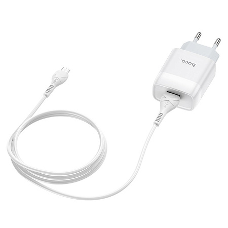 Сетевое зарядное устройство, 1 USB 2.1A (C72A), HOCO, Micro, белый