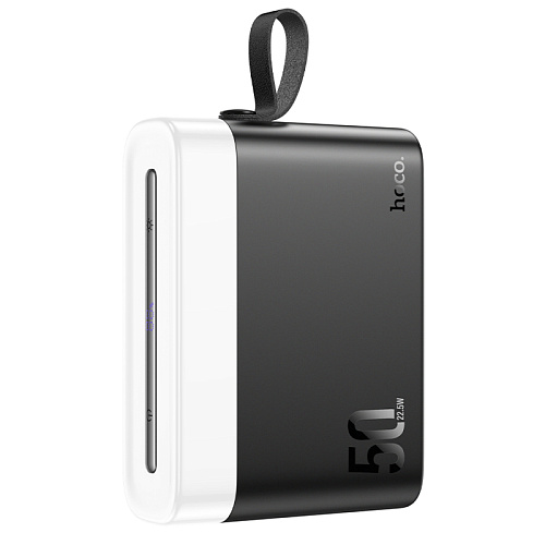 Универсальный Доп. Аккумулятор 50000mAh, J94A, HOCO, выход: 2 USB (22.5W)+1 PD (20W), с фонариком и дисплеем,  черный