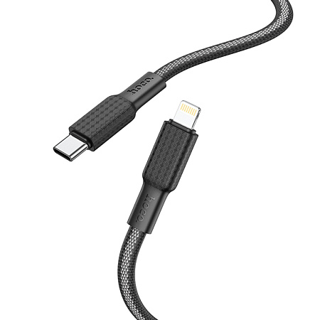 Кабель Lightning to Type-C (PD), HOCO, X69, 1м, черный с белым
