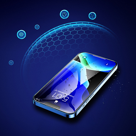 Защитное стекло на iPhone 13 (6.1)/13 Pro/14/16e, A34, HOCO, 9D large arc dustproof glass, черное