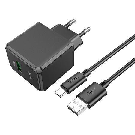 Сетевое зарядное устройство, 1 USB 3.0 QC 18W (CS12A), HOCO, Type-C, черный