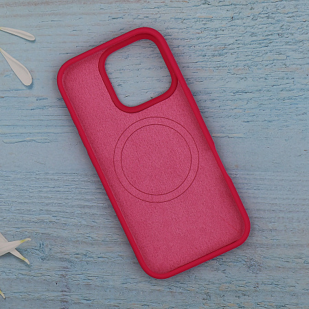Чехол-накладка для iPhone 16 Pro, Silicon Case, магнитный (MagSafe), без лого, X-CASE, ярко-розовый