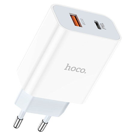 Сетевое зарядное устройство, 1 PD 20W + 1 USB 3.0 QC (C97A), HOCO, белый