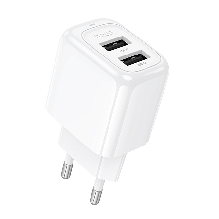 Сетевое зарядное устройство, 2 USB 2.4A (CS51A), HOCO, белый