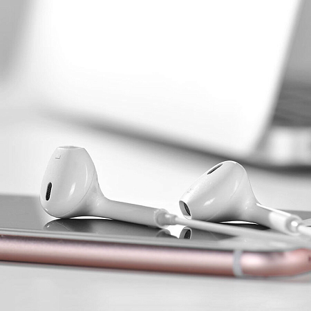 Проводные наушники M80, Lightning Original series earphones, HOCO, с микрофоном, белые