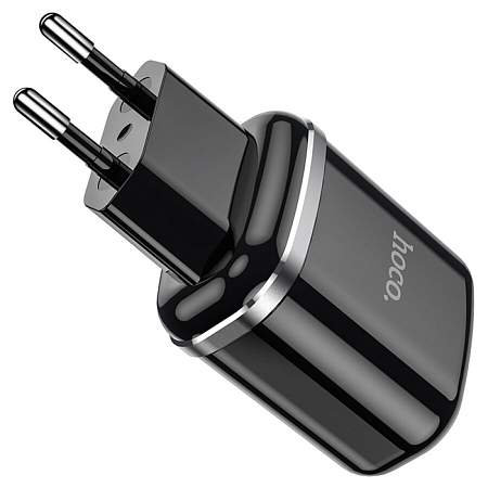 Сетевое зарядное устройство, 2 USB 2.4A 12W (N4), HOCO, Lightning, Умная зарядка, черный