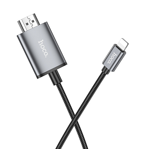 HDMI кабель на Lightning, UA27, HOCO, 2м, металлический серый