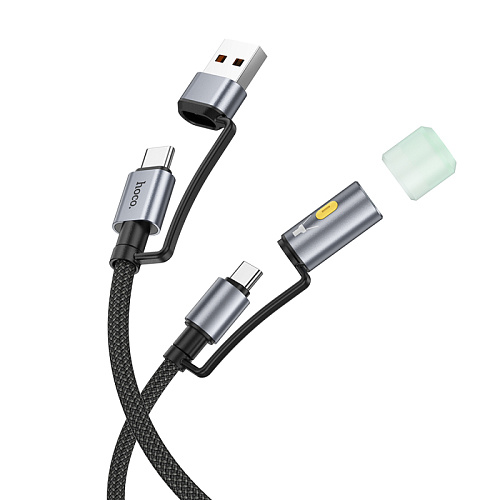 Кабель с USB/Type-C на Type-C/фонарик, U138, HOCO, черный