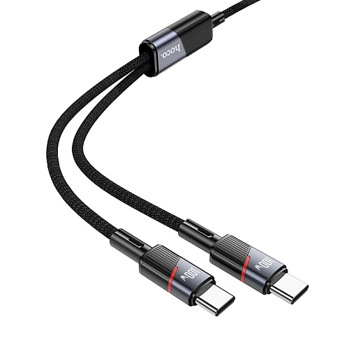Кабель с 1 Type-C на 2 Type-C, U139, HOCO, 100W, цвет черный