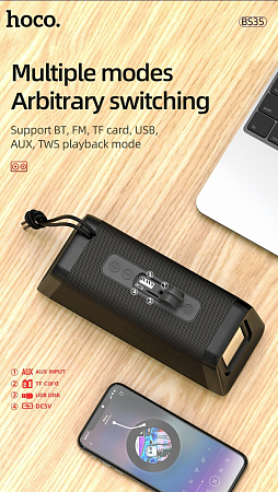 Колонка BS35 Classic sound sports wireless speaker, HOCO, черная