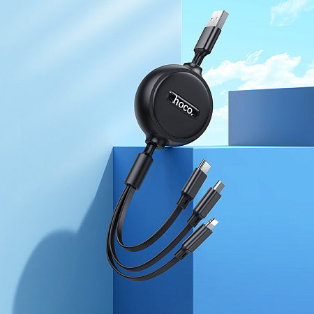 USB дата кабель Lightning+Micro+Type-C, X75, HOCO, черный