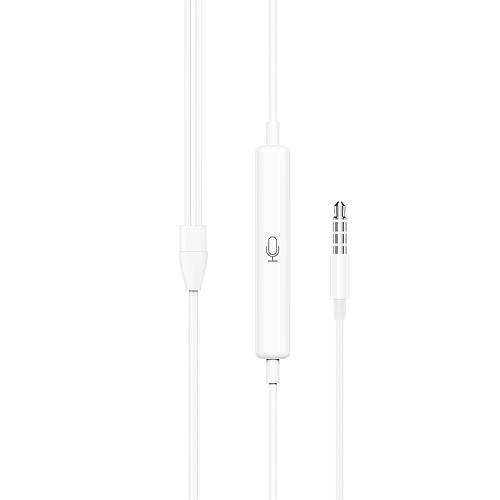 Проводные наушники M101, Crystal joy wire-controlled earphones with microphone, HOCO, белые