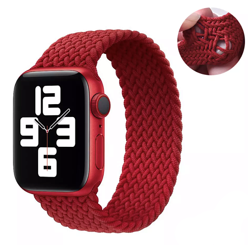 Ремешок на руку для Apple Watch 42/44/45/49 мм, нейлоновый эластичный №10, красный