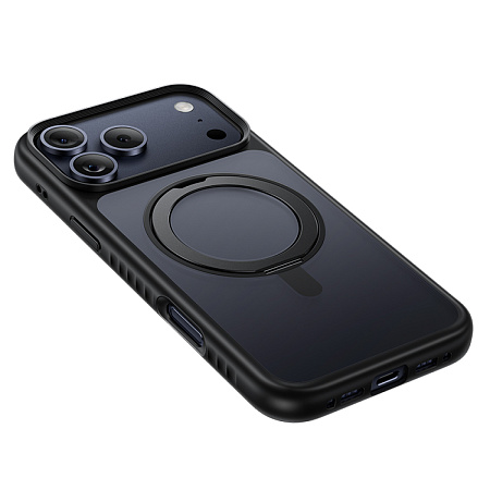 Чехол для iPhone 17 Pro Max, TPU + PC board, Магнитный (MagSafe), с подставкой, AS1, HOCO, черный