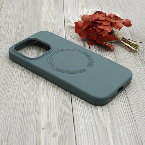 Чехол-накладка для iPhone 15 Pro Max, Silicon Case, магнитный (MagSafe), без лого, X-CASE, зеленый лес