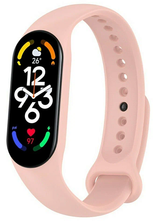 Ремешок на руку для Mi band 5/6/7, силиконовый, нежно розовый