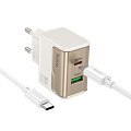 Сетевое зарядное устройство, 1 PD 30W + 1 USB 3.0 QC (CS73A), HOCO, Type-C to Type-C, белый