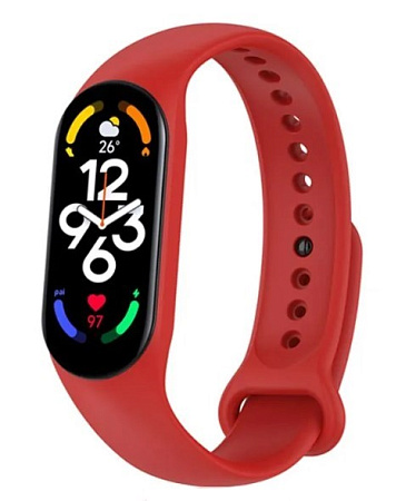 Ремешок на руку для Mi band 5/6/7, силиконовый, красный