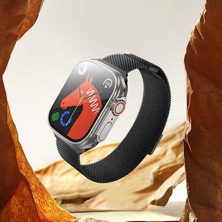 Ремешок на руку для Apple Watch 44/45/46/49 мм, HOCO, AS101, Milanese loop, магнитный, черный
