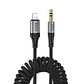 AUX Audio кабель 3,5 мм на Lightning, UPA33A, HOCO, витой, длина 1,5 метр, черный