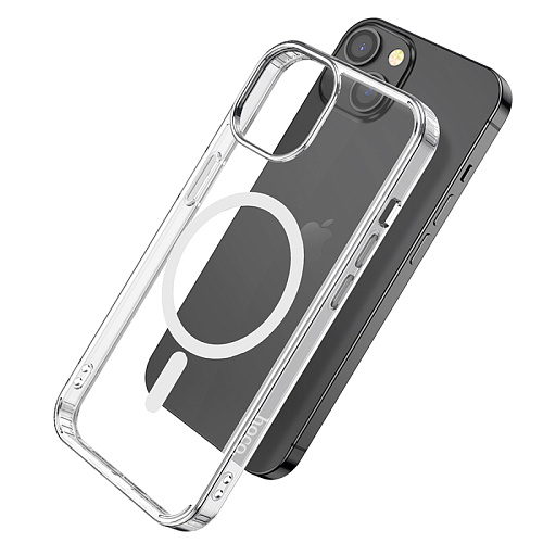 Чехол силиконовый для iPhone 14 Plus, Магнитный (MagSafe), HOCO, прозрачный