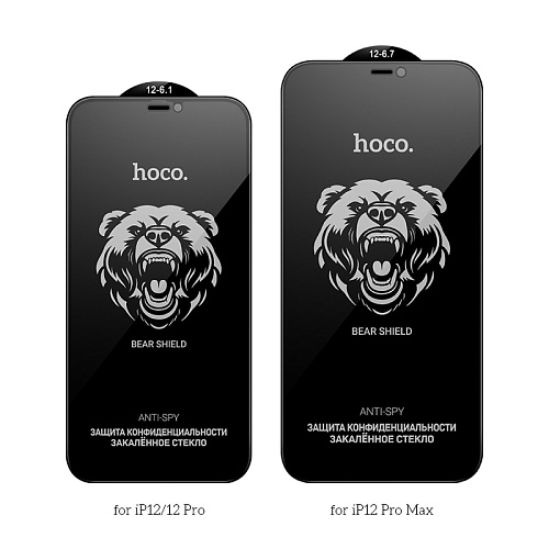Защитное стекло на iPhone 12 (6.1)/12 Pro (6.1) A777 Plus, HOCO, антишпионское, черное