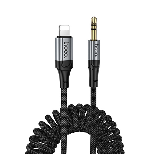 AUX Audio кабель 3,5 мм на Lightning, UPA33A, HOCO, витой, длина 1,5 метр, черный