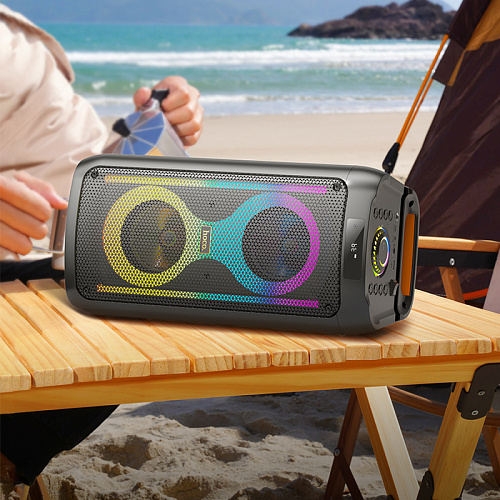 Колонка HA6, +1 проводной микрофон, Danny outdoor BT speaker, HOCO, черная