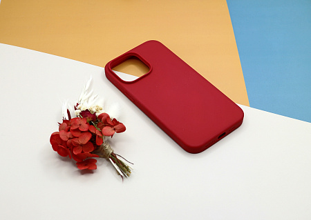 Чехол-накладка для iPhone 14 Pro Max, Silicon Case, без лого, бордовый