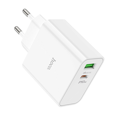 Сетевое зарядное устройство, 1 PD 65W + 1 USB 18W (C113A), HOCO, белый
