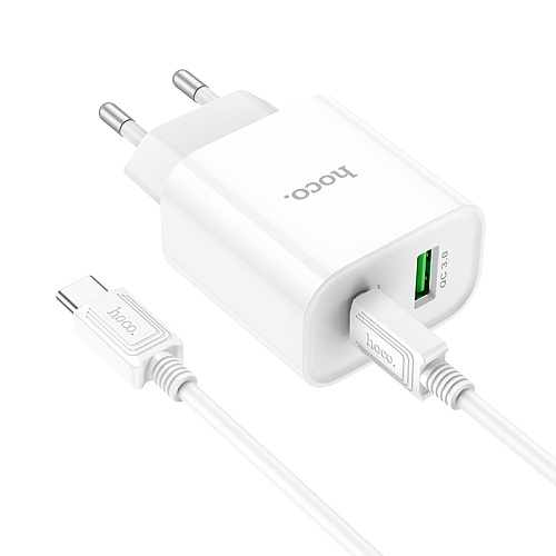 Сетевое зарядное устройство, 1 PD 20W + 1 USB 3.0 QC (C80A Plus), HOCO, Type-C to Type-C, белый