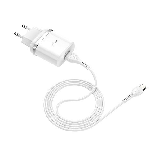 Сетевое зарядное устройство, 1 USB 3.0A (C12Q), HOCO, Type-C, белый