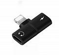 Переходник Lightning to наушники Lightning + зарядка Lightning, без bluetooth, музыка+зарядка+разговор, черный