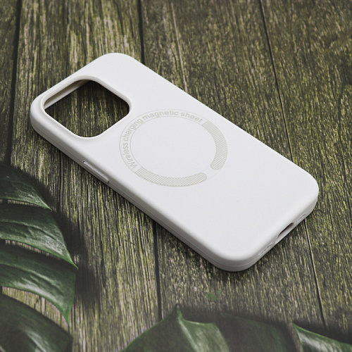 Чехол-накладка для iPhone 15 Pro, Silicon Case, магнитный (MagSafe), без лого, X-CASE, белый