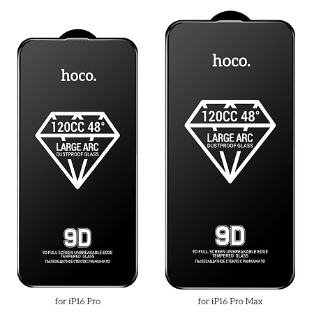 Защитное стекло для iPhone 16 Pro Max, A34, HOCO, 9D large arc dustproof glass, черное