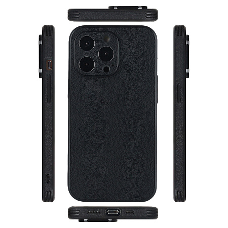 Чехол силиконовый для iPhone 14 Pro Max (6.7), экокожа, DU DU, черный