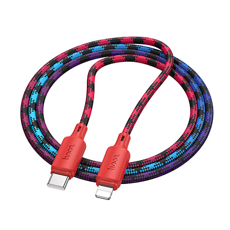 Кабель Lightning to Type-C (PD), HOCO, X116, 1м, разноцветный красный с желтым или синим