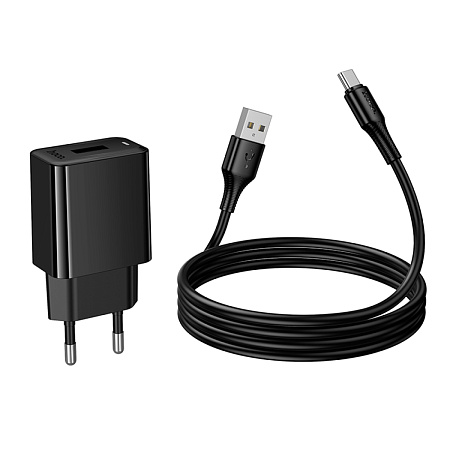 Сетевое зарядное устройство, 1 USB 2.1A (CS91A), HOCO, Type-C, черный