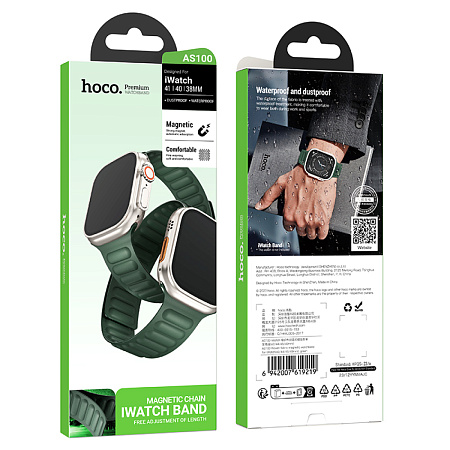 Ремешок на руку для Apple Watch 38/40/41/42 мм, HOCO, AS100, нейлоновый, магнитный, зеленый