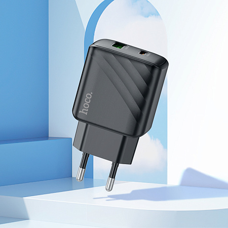 Сетевое зарядное устройство, 1 PD 30W + 1 USB 3.0 QC (CS23A), HOCO, черный