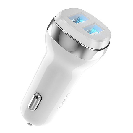 Автомобильное зарядное устройство, 2 USB 2.4A (Z40), HOCO, белый