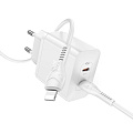 Сетевое зарядное устройство, 2 PD 45W (N35), HOCO, Type-C to Lightning, белый