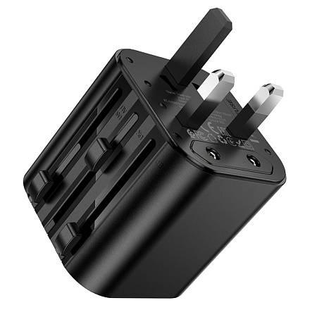 Переходник на розетку (все виды), AC29, HOCO, выход: 1000W, цвет черный