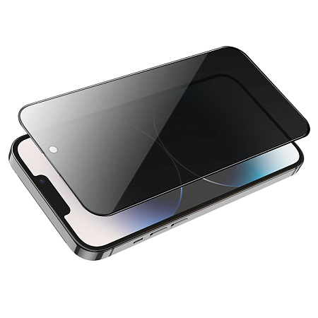 Защитное стекло для iPhone 15/16, G15, HOCO, Guardian shield series full-screen anti-spy tempered glass, черное