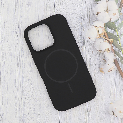 Чехол-накладка для iPhone 16 Pro, Silicon Case, магнитный (MagSafe), без лого, X-CASE, черный