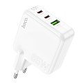 Сетевое зарядное устройство, 2 PD 65W + 1 USB 18W (C115A), HOCO, белый