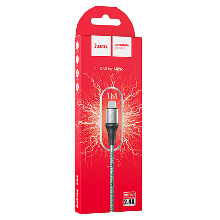 USB Кабель Micro, HOCO, X50, серый
